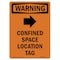 Signmission OSHA WARNING Sign, Confined Space Location W/ Symbol, 24in X 18in Aluminum, 18" W, 24" H, Portrait OS-WS-A-1824-V-13042 - alternate 1